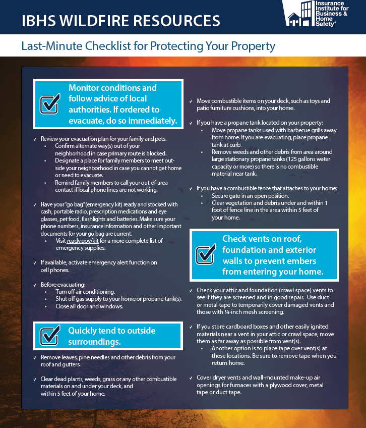 Last minute wildfire preparedness checklist